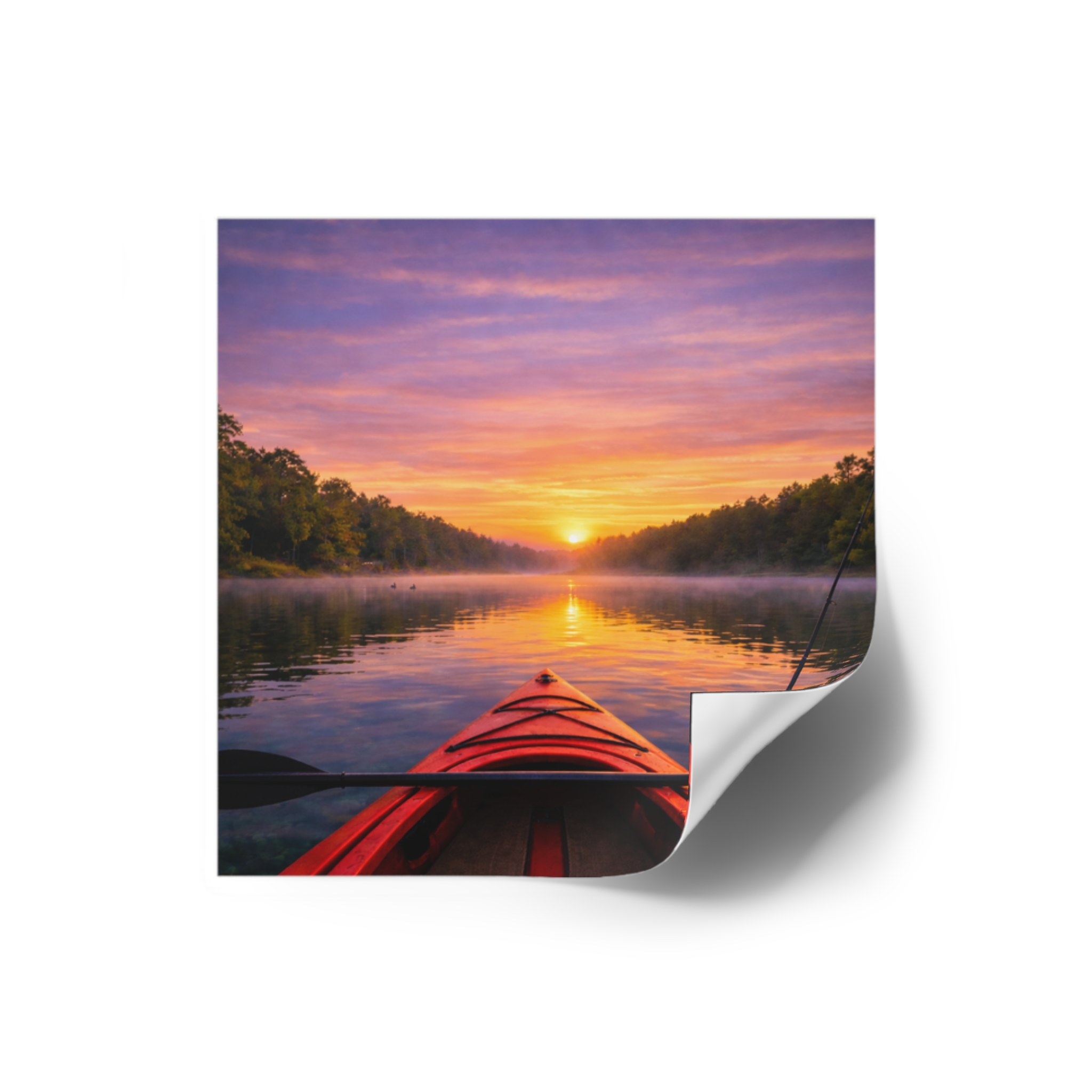 Square Sticker – Kayak on the Lake