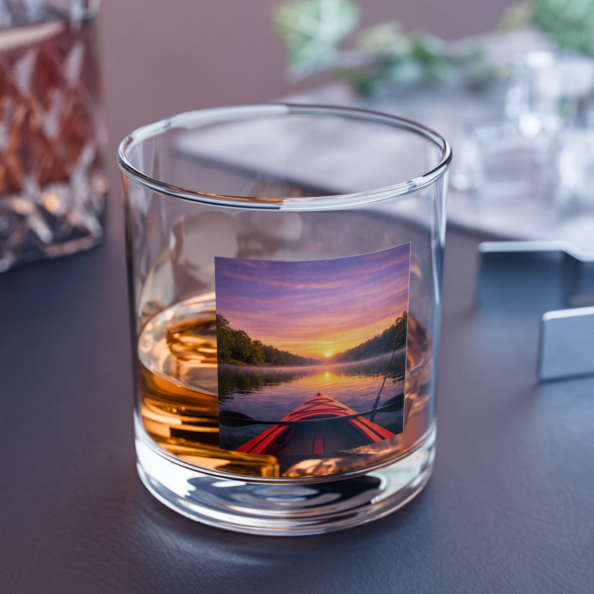 10oz Whiskey Glass – Kayak on the Lake