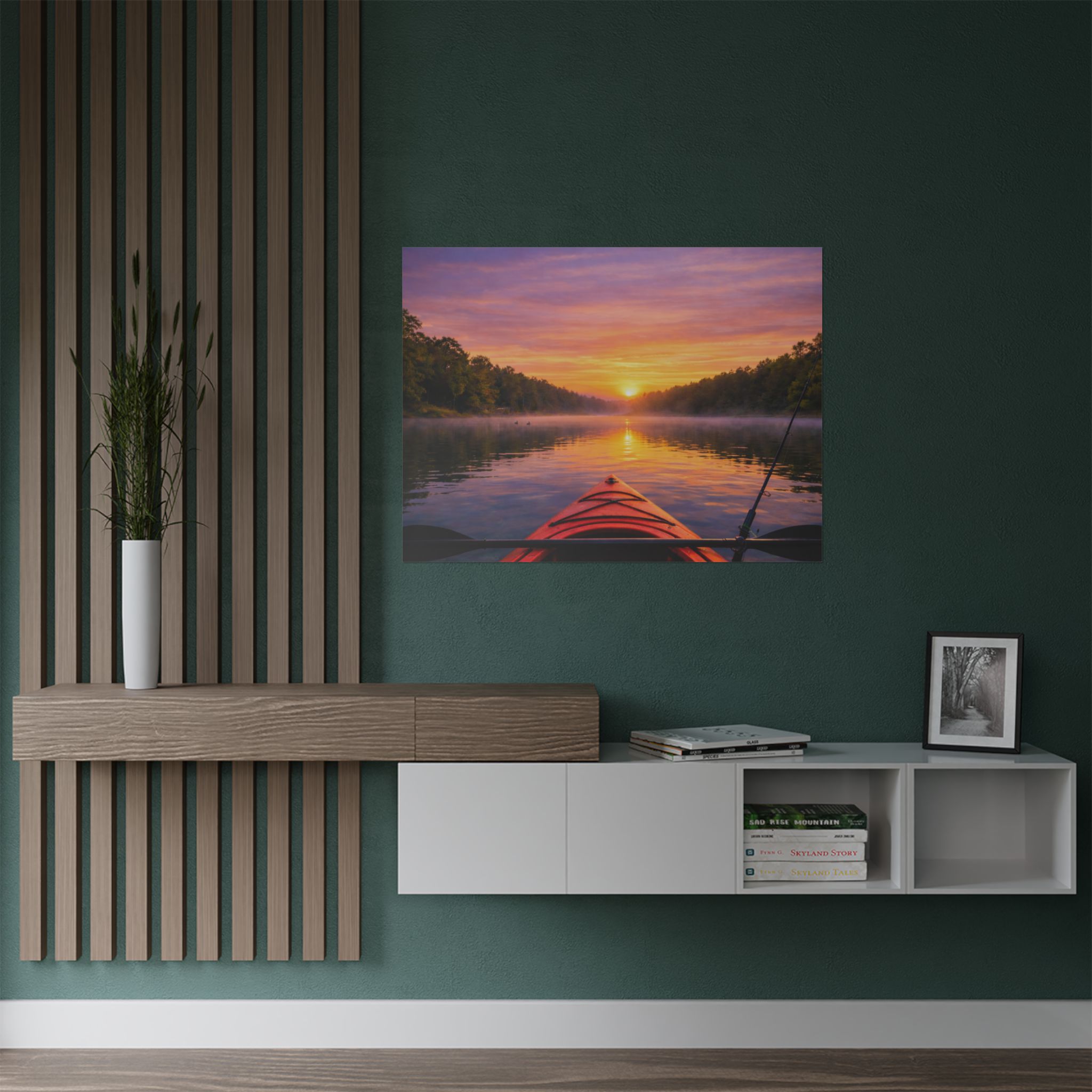 Satin Poster – Kayak on the Lake