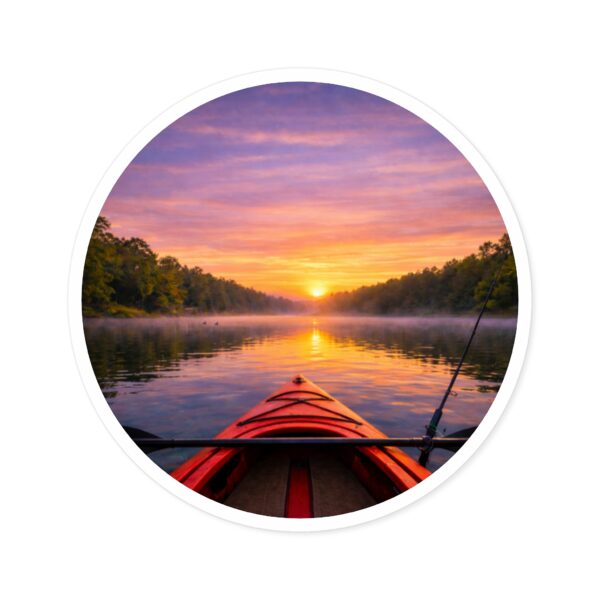 Round Sticker – Kayak on the Lake